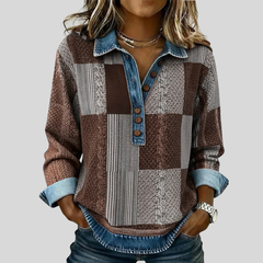 Stella | Colour-Block Button-Front Sweatshirt