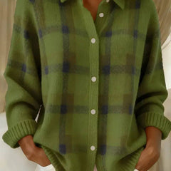 Cosette | Checkered Shirt Collar Cardigan