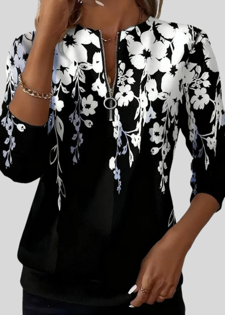 Ruby | Floral Quarter-Zip Sweatshirt