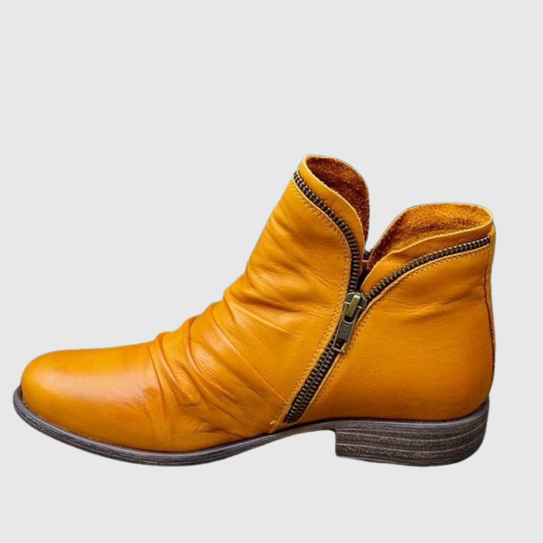 LUNARA | CHIC SIDE-ZIP LEATHER ANKLE BOOTS