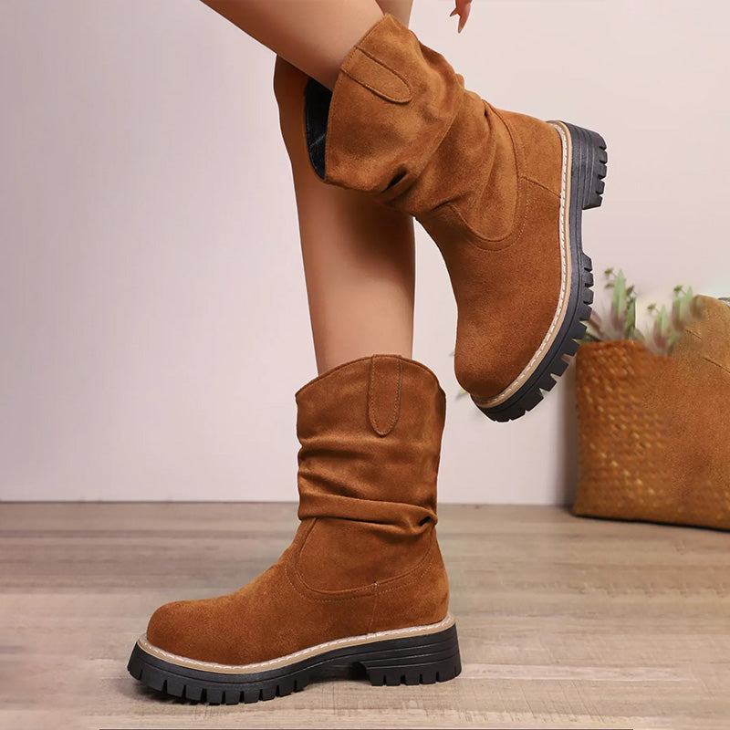 Sadie | Suede-Look Platform Boots