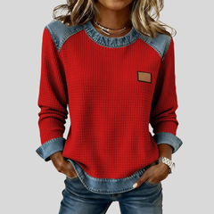 Olivia | Patchwork Trim Sweatshirt