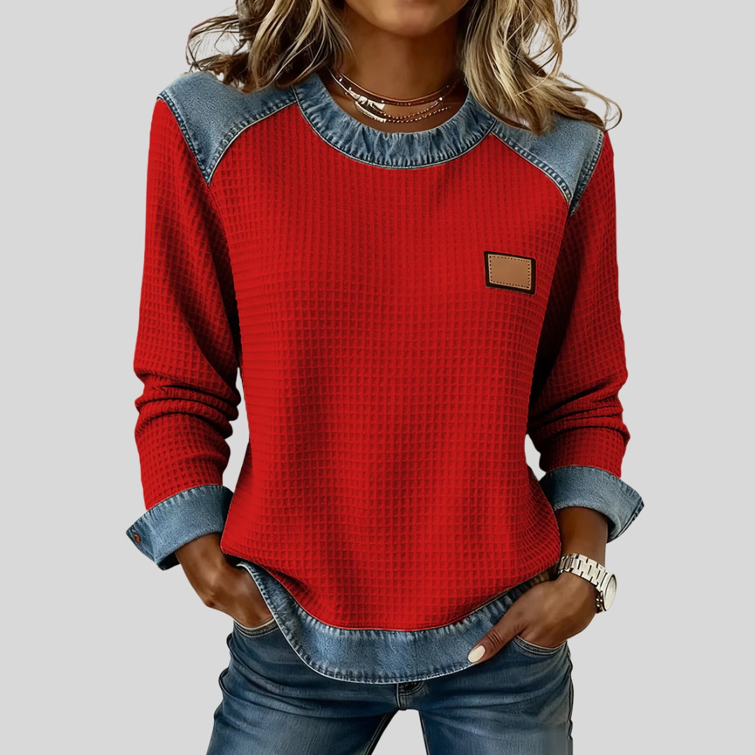 Olivia | Patchwork Trim Sweatshirt