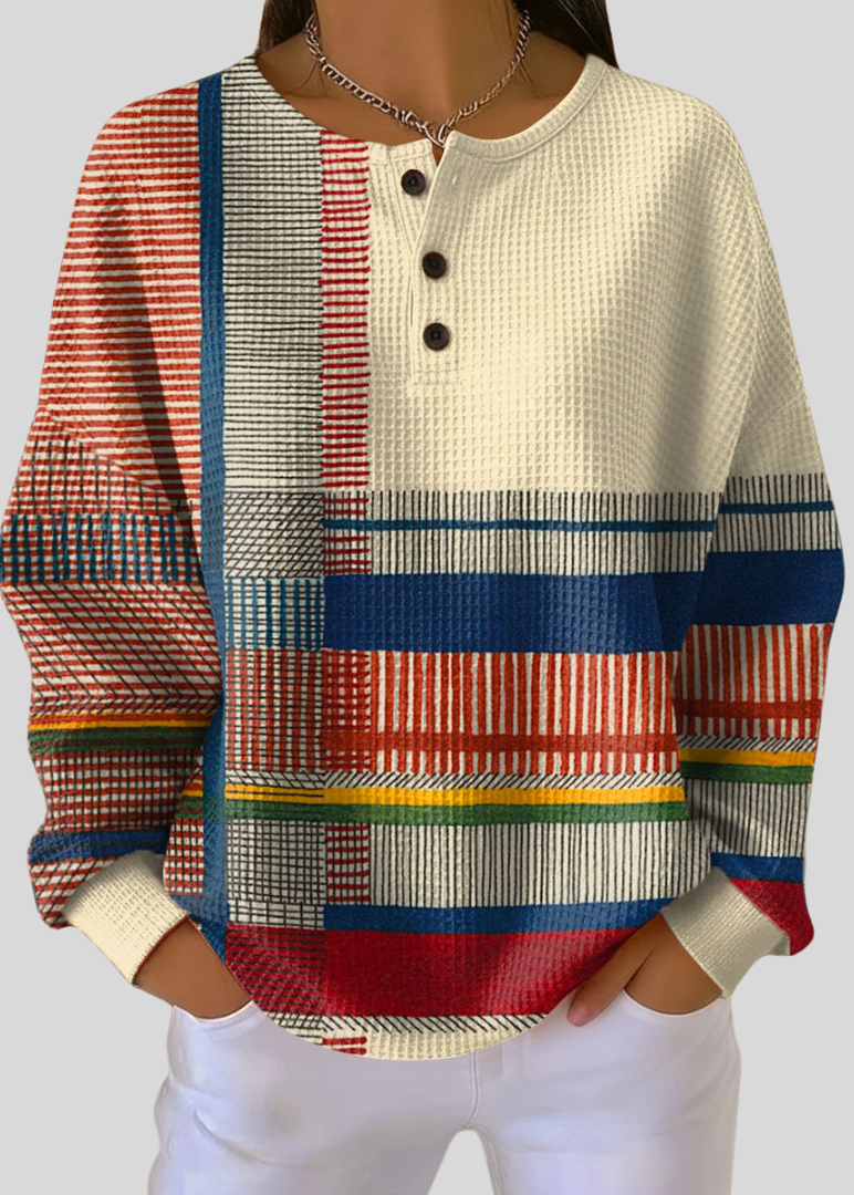 Sophia | Henley Colour-Block Sweatshirt