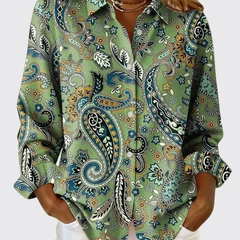 Edwina | Paisley Print Button-Up Blouse
