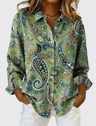 Edwina | Paisley Print Button-Up Blouse