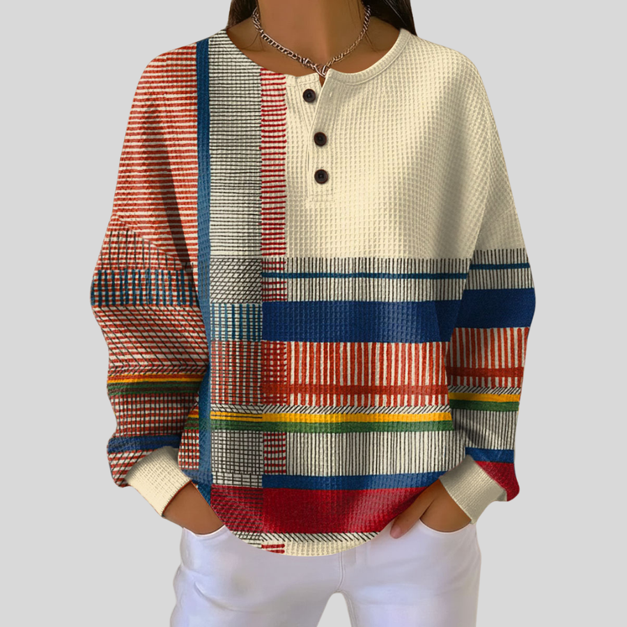 Tindra | Patterned Henley Sweatshirt