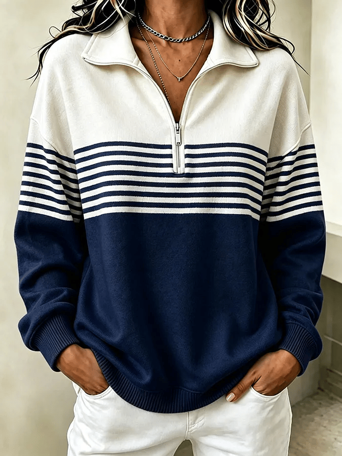 Skylah | Striped Quarter-Zip Jumper