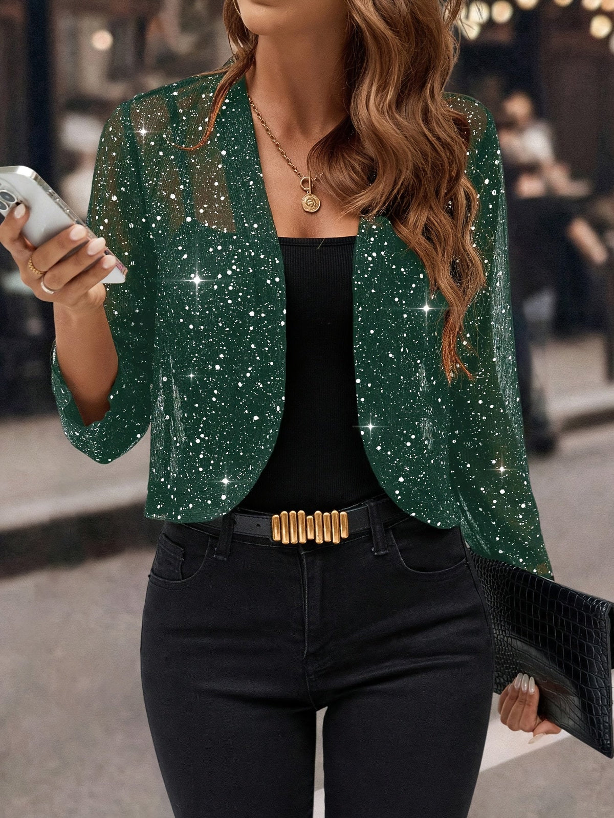 Amy | Cropped Sequin Jacket