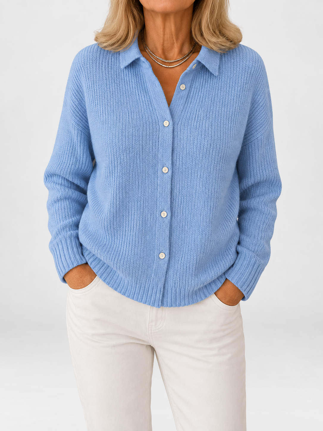Junia | Ribbed Collared Knit Cardigan