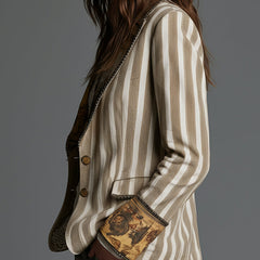 Susanna | Striped Bohemian Blazer with Printed Collar