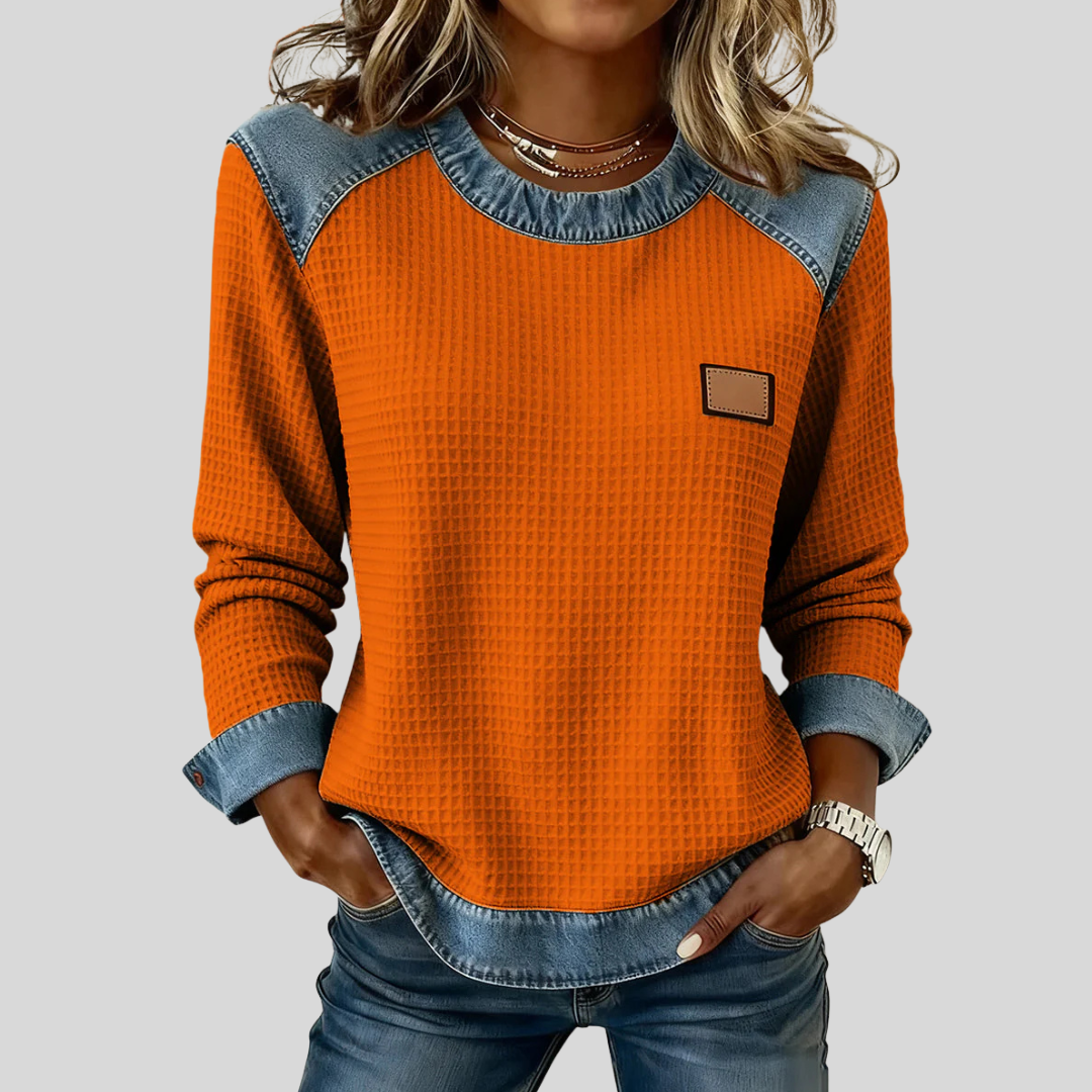 Olivia | Patchwork Trim Sweatshirt