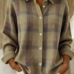 Cosette | Checkered Shirt Collar Cardigan