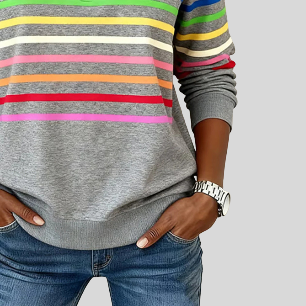 Emma | Striped Quarter-Zip Sweatshirt