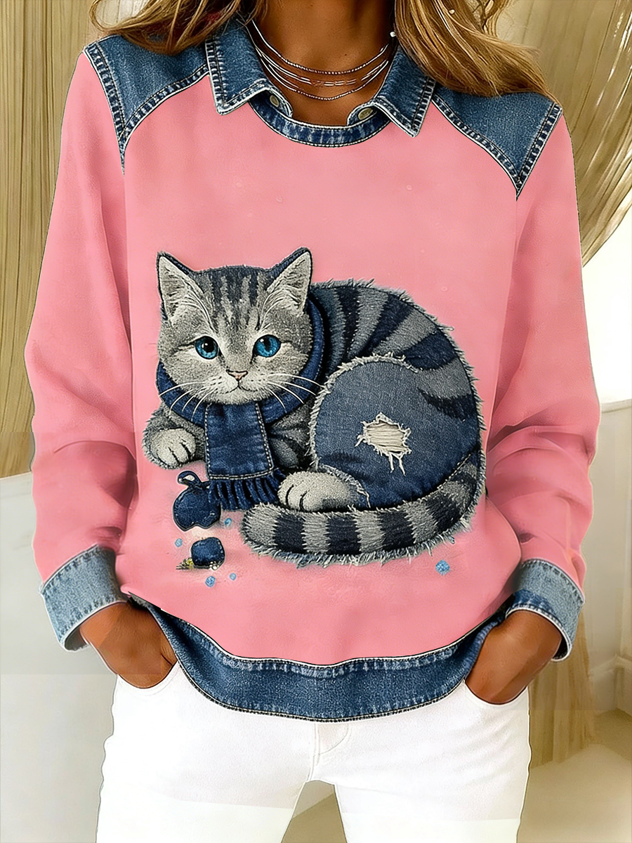 Eponin | Cat Print Sweatshirt