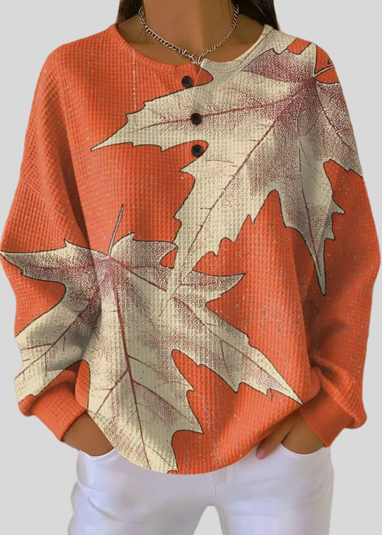 Rose | Oversized Leaf Print Sweatshirt