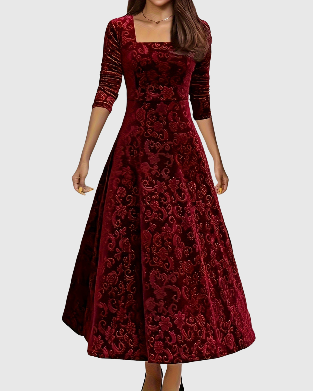 VESPERA | GRACEFUL FLORAL MIDI DRESS