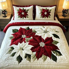 Poinsettia | 3-Piece Quilted Bedding Set