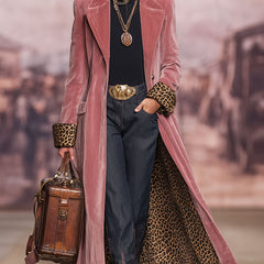 Madison | Long Coat with Leopard-Print Lining