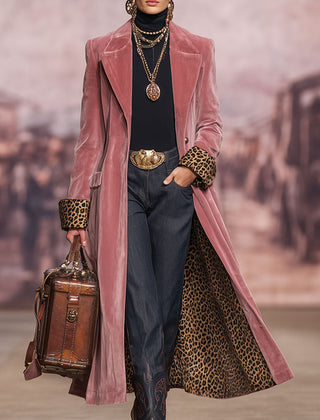 Madison | Long Coat with Leopard-Print Lining