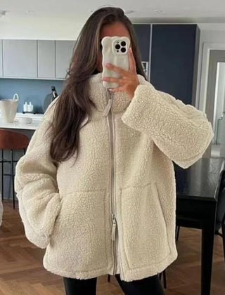 Nadia | Oversized High-Collar Teddy Jacket