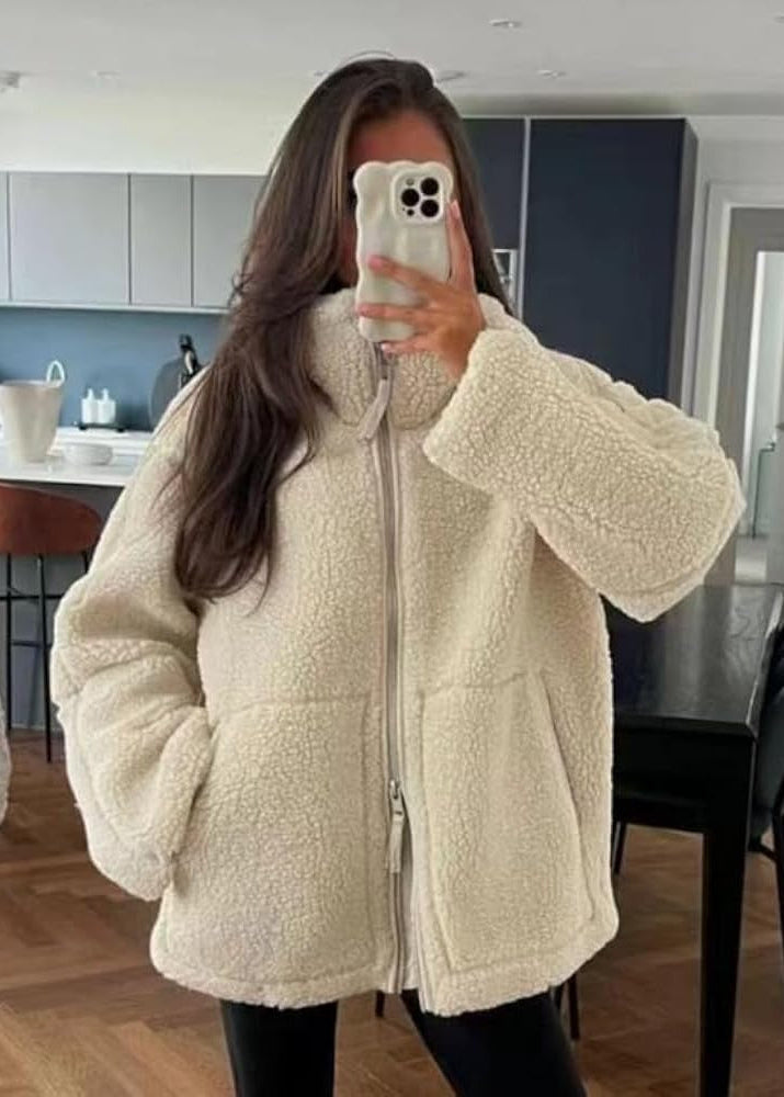 Nadia | Oversized High-Collar Teddy Jacket