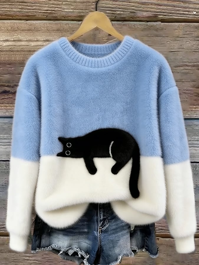 Aileen | Cat Print Oversized Jumper