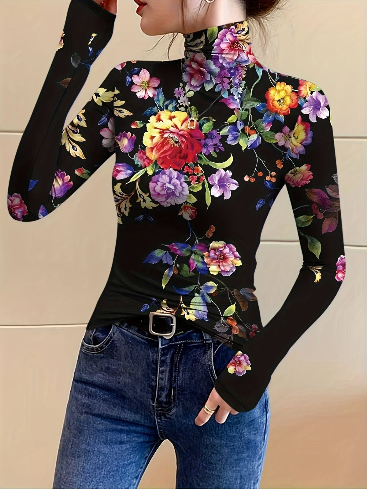 Vivian | Floral Roll-Neck Jumper
