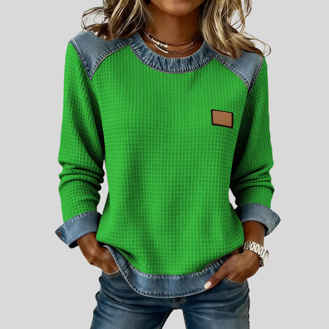 Olivia | Patchwork Trim Sweatshirt