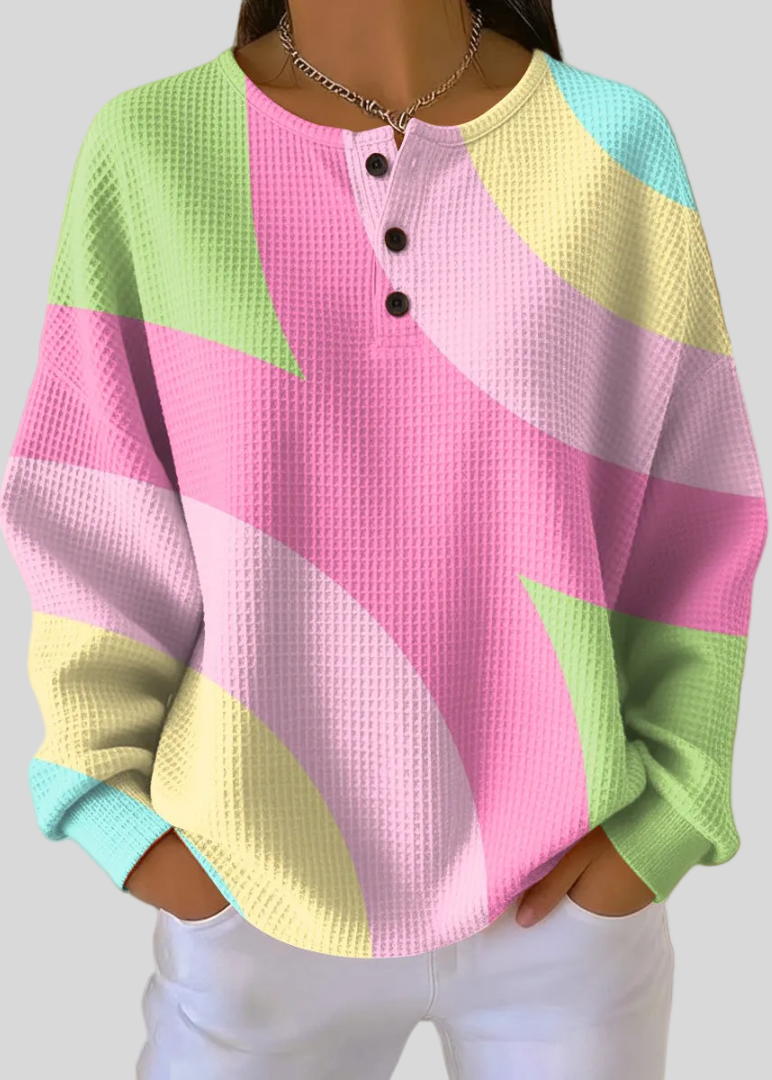 Nadine | Colour-Block Henley Sweatshirt
