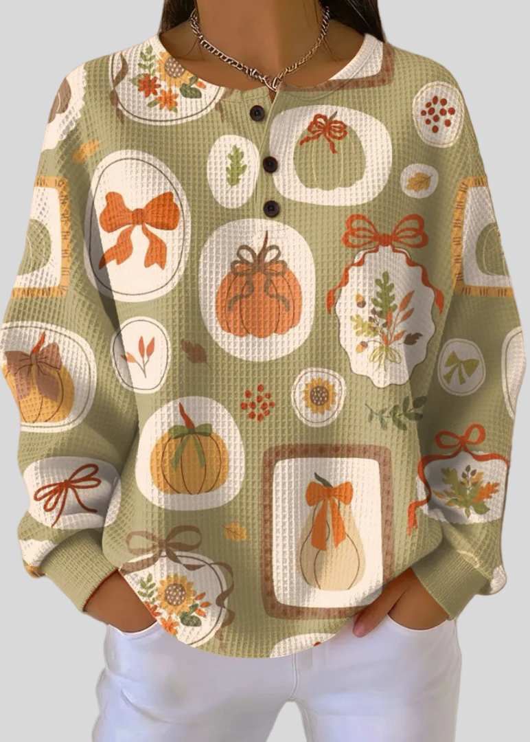 Paige | Pumpkin and Bow Print Sweatshirt
