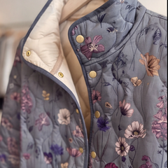 Niva | Charcoal Floral Quilted Jacket