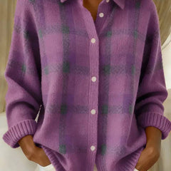 Cosette | Checkered Shirt Collar Cardigan