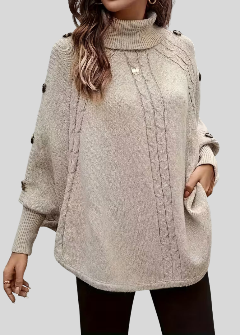 Vera | Oversized Cable-Pattern Roll Neck Jumper