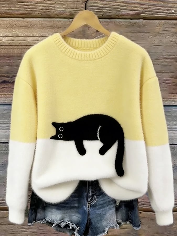 Aileen | Cat Print Oversized Jumper
