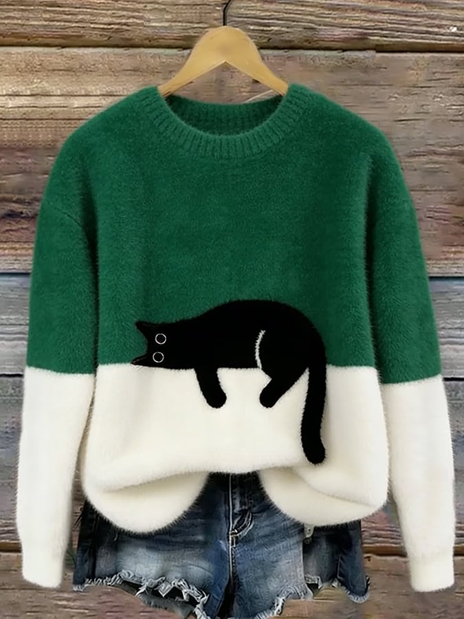 Aileen | Cat Print Oversized Jumper