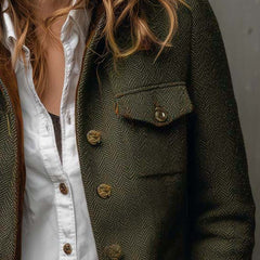 Onorina | Vintage Chevron Blazer with Contrast Trimming