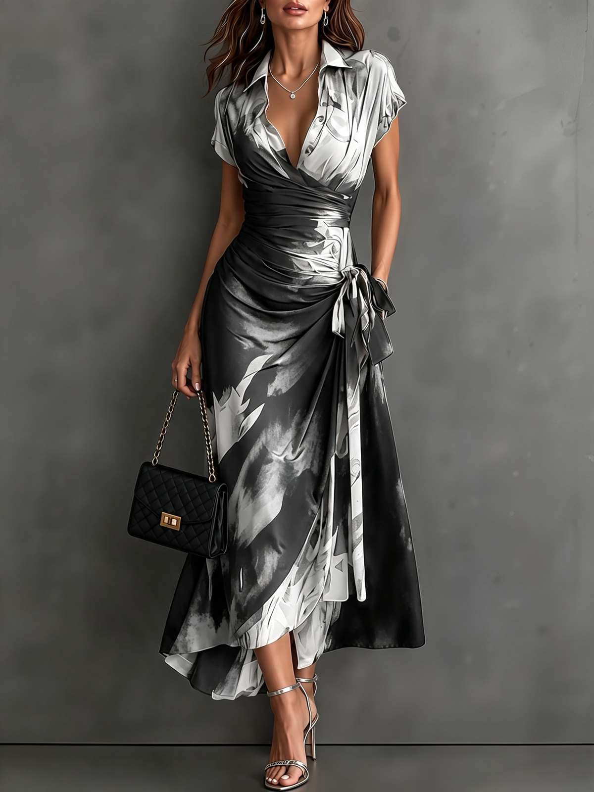 Grace | Abstract Print Midi Dress