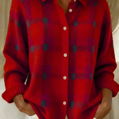 Cosette | Checkered Shirt Collar Cardigan