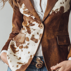 Agata | Vintage Blazer with Cow Print