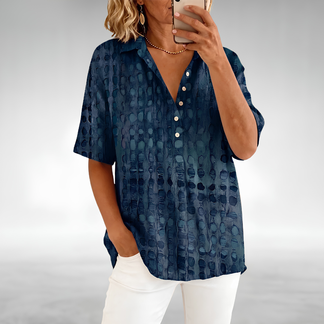 Melody | Abstract Dot Short-Sleeve Blouse