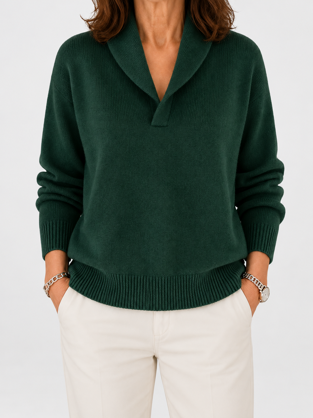 Genevra | Shawl Collar V-Neck Jumper