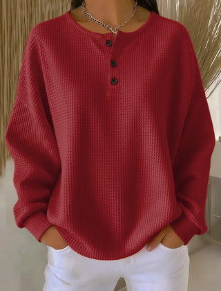 Mirabel | Waffle Henley Sweatshirt