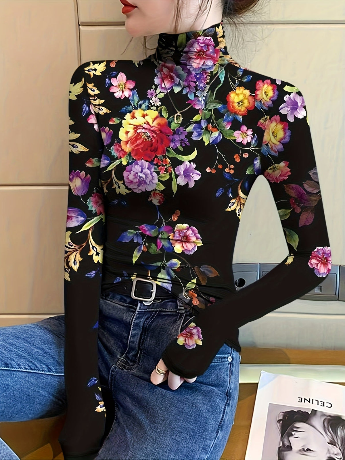 Vivian | Floral Roll-Neck Jumper