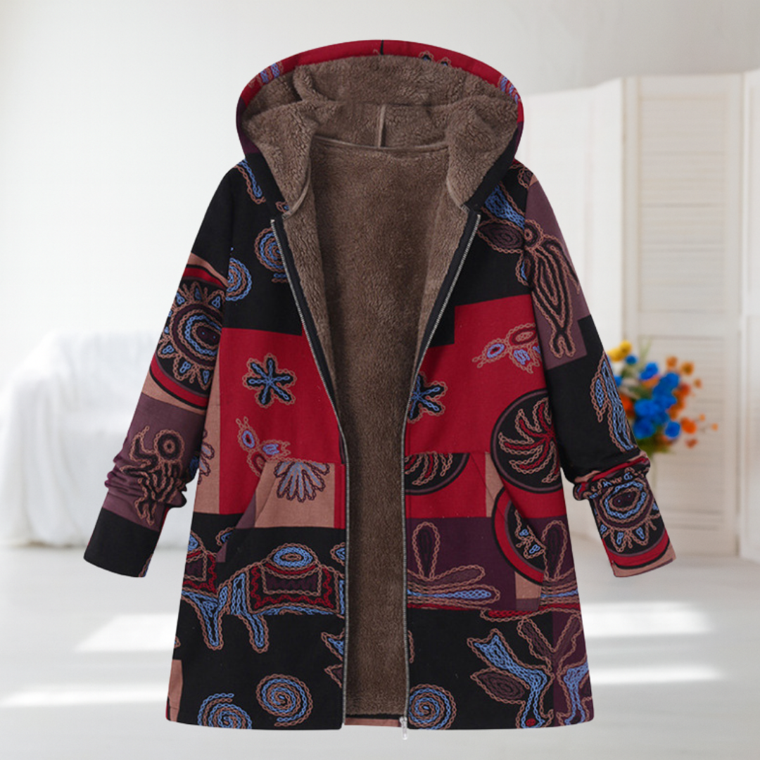 Mireille | Black and Red Mid-Season Jacket