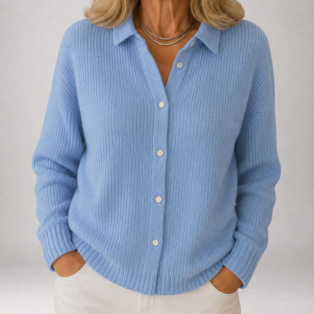 Junia | Ribbed Collared Knit Cardigan
