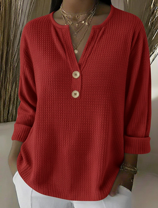 Lucinda | Waffle Henley Top