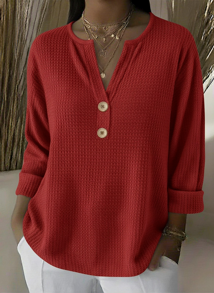 Lucia | Textured Henley Top