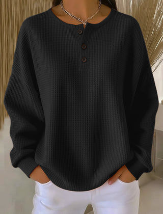 Mirabel | Waffle Henley Sweatshirt