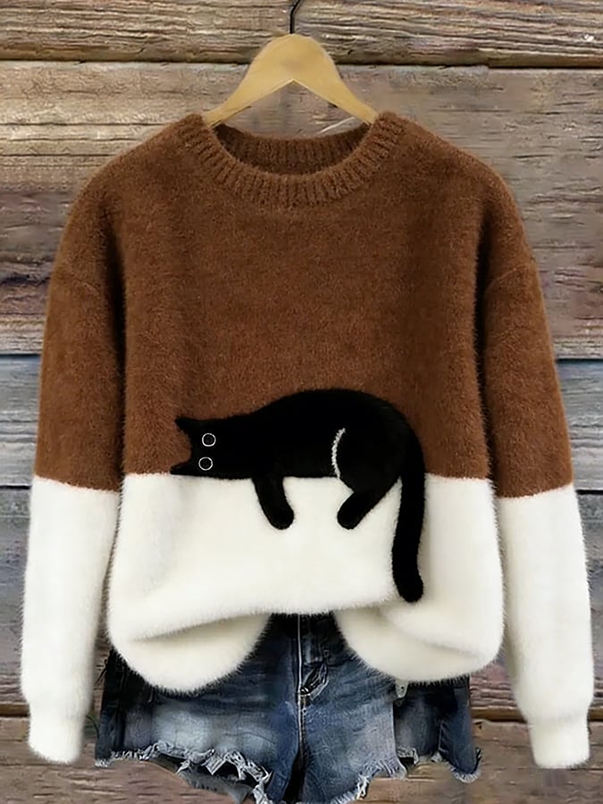Aileen | Cat Print Oversized Jumper